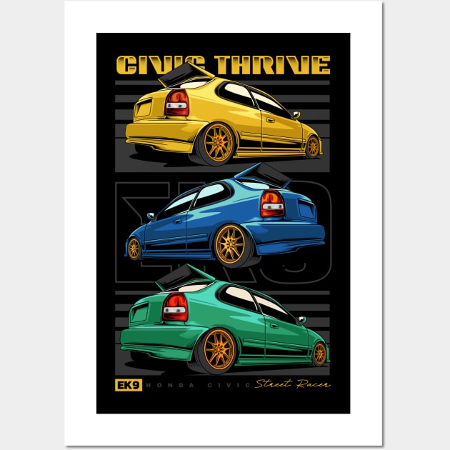 EK9 Civic Trive Wall Art by Harrisaputra